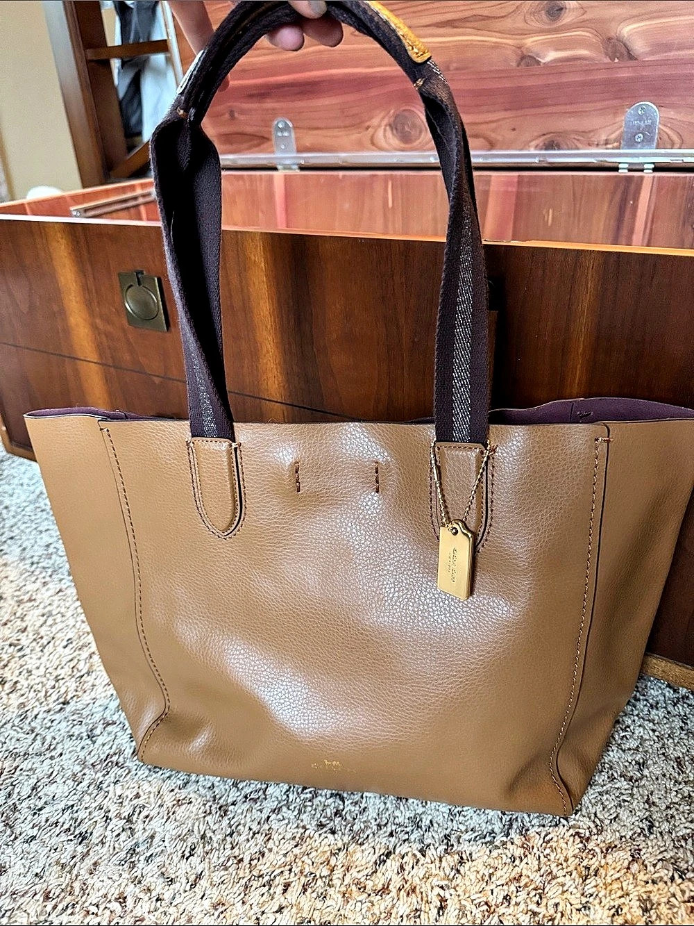 Coach Reversible City Tote Leather Tote in Brown